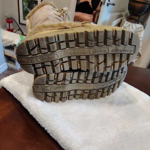 Skechers Outdoor Vintage Y2k Tan Leather Frolic 45708 Faux Fur Winter Boots - Picture 4 of 11